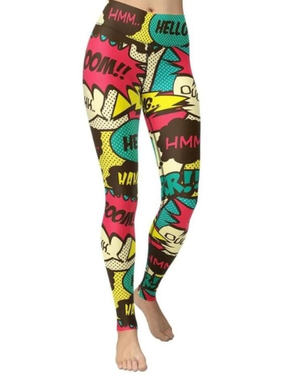 Fiercepulse - Women's Mid-Rise Stretch Print Leggings CA4 Comic Pop Art